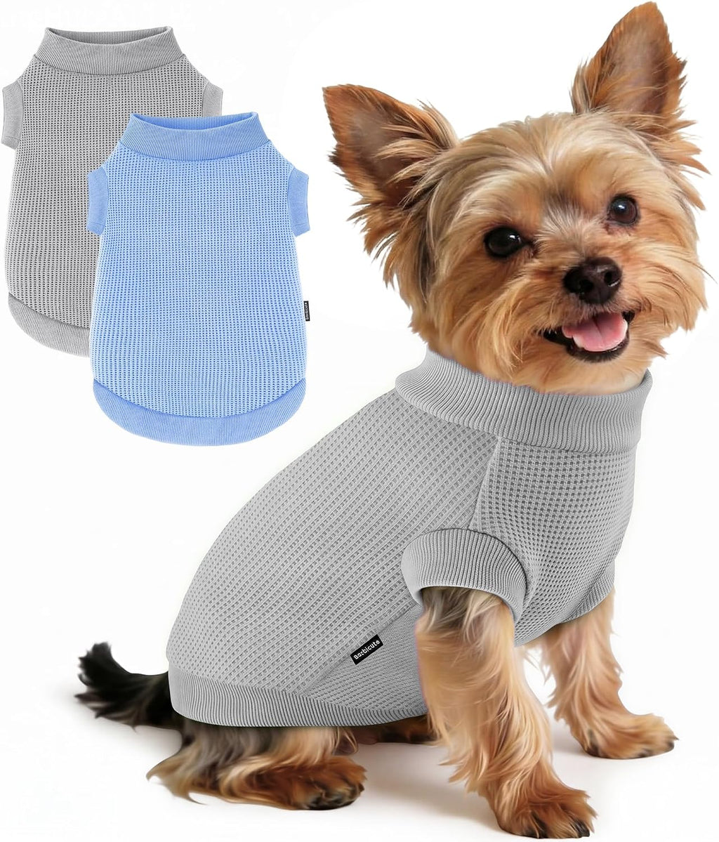 3 Pack Dog Shirt for Small Supplies Functional Waffle Dog Clothes Warm Soft Sweatshirt Outfit for Dogs Cats Pet Apparel