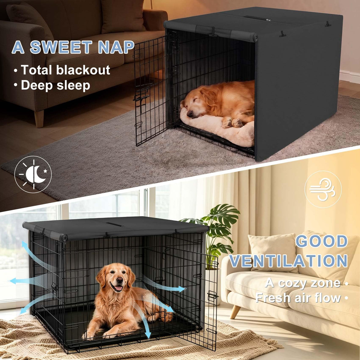Explore Land Dog Crate Cover, 48 inches, Black