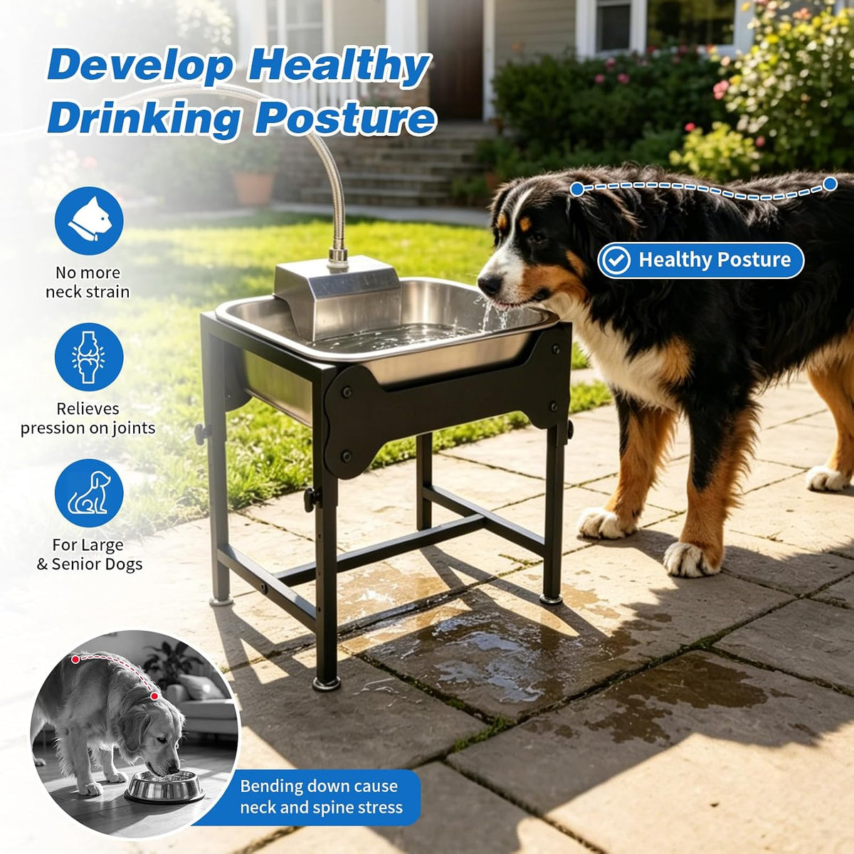 3Gal Automatic Dog Water Bowl Dispenser, Elevated Large Dog Water Bowl