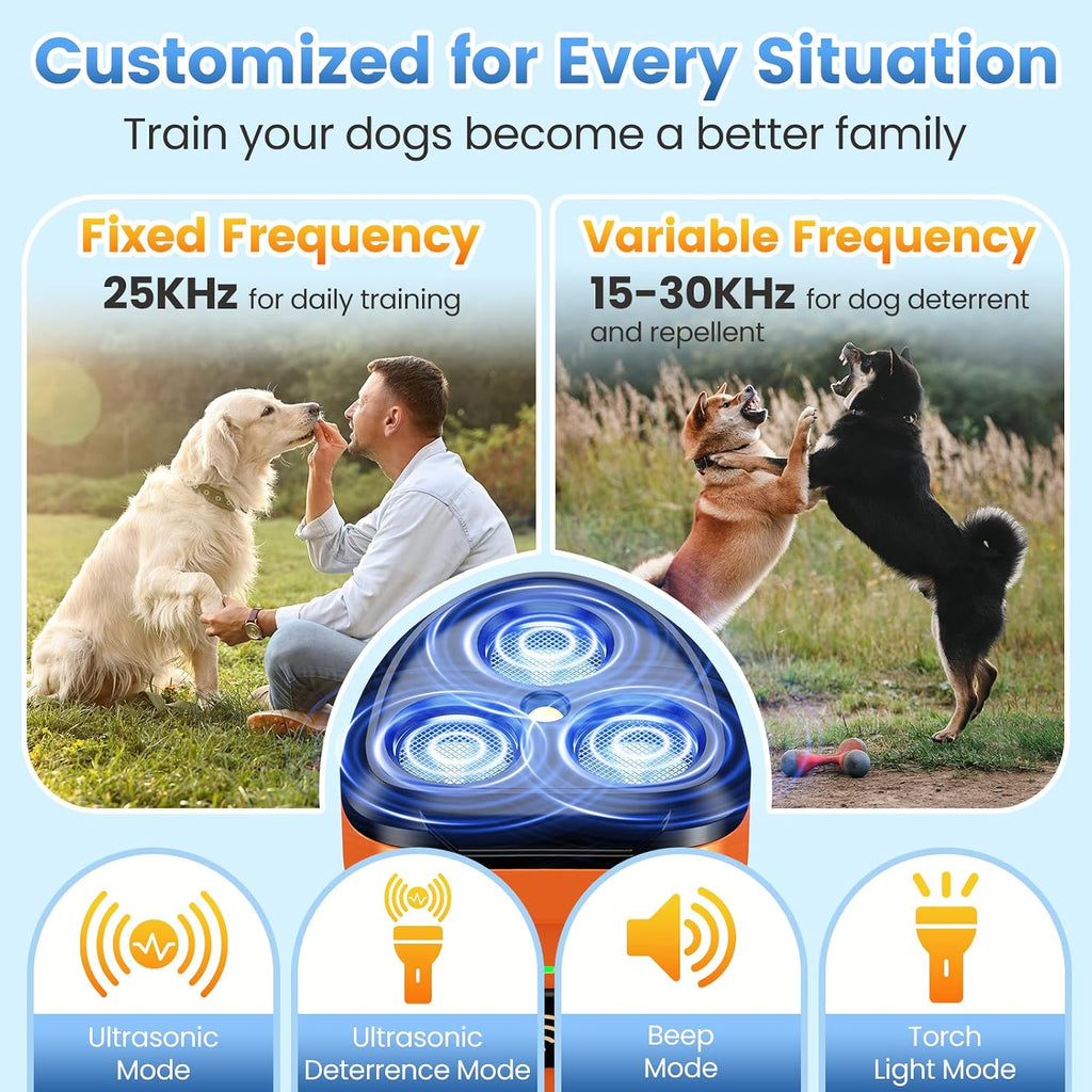 3X Anti Barking Device for Dogs, Dog Bark Deterrent Device 5 Modes Stop Neighbors Dog Barks No More Safe for All Dogs 50