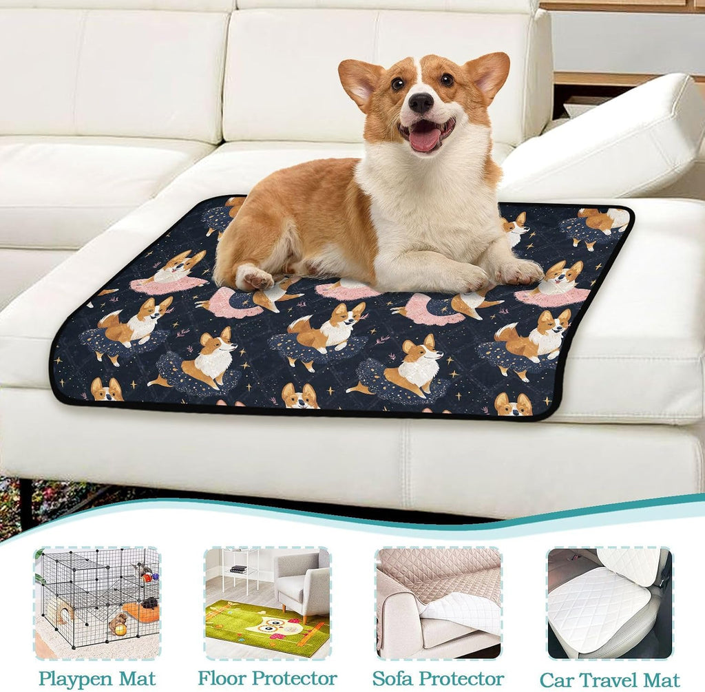 Washable Pet Pad Cute Corgi Ballet Tutus Space Mat