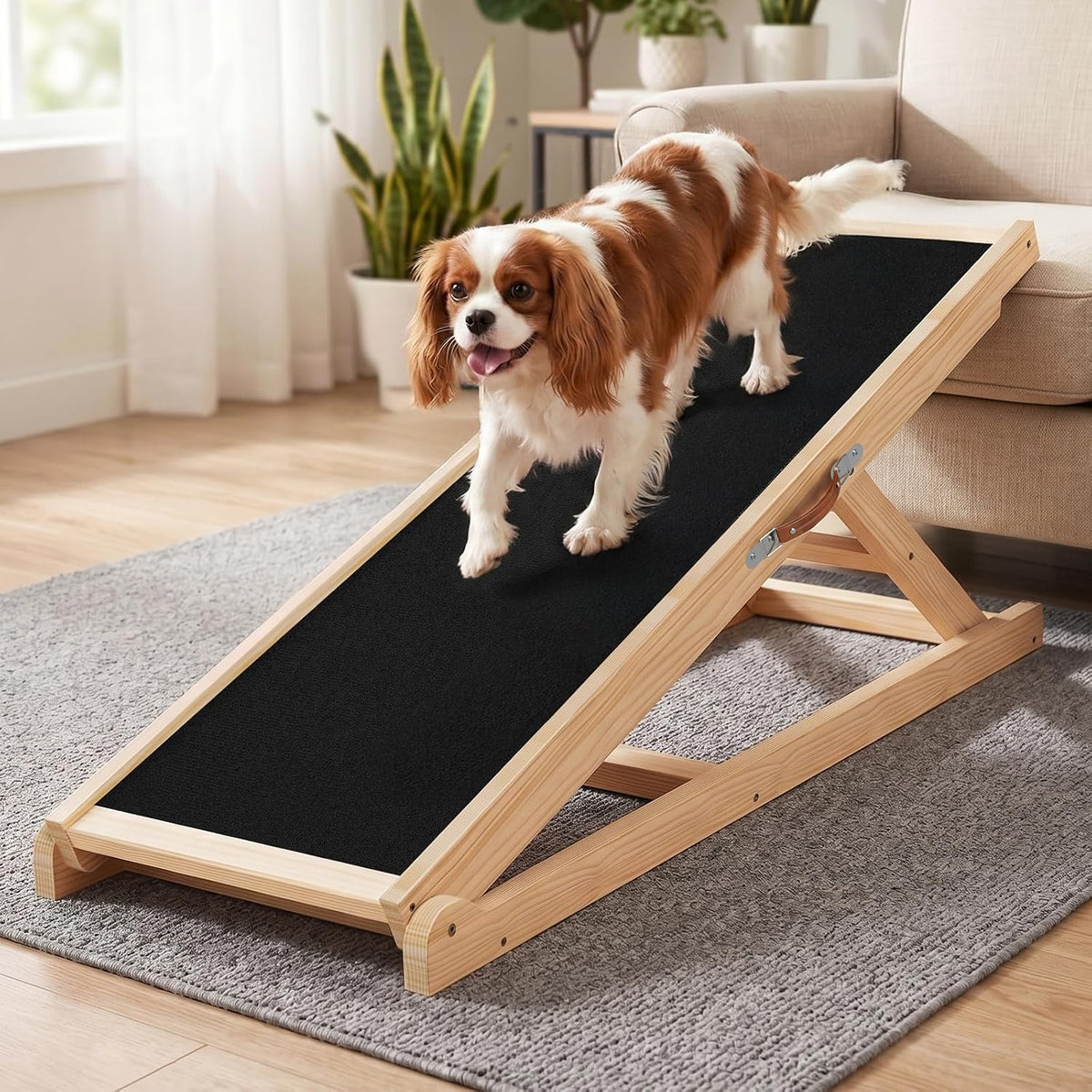 Dog Ramp for Bed, 47'' Long 20.3''-27'' Adjustable Height Pet Ramp
