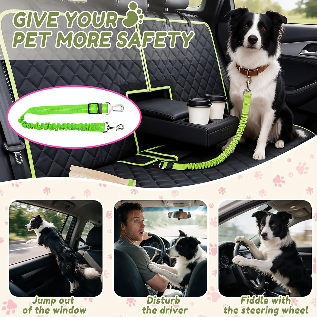 BDUSXYZ Dog Car Seat Cover for Back Seat - Waterproof Non-Slip Bench Seat Protector for Cars Trucks SUVs, 52" W X 49" L 