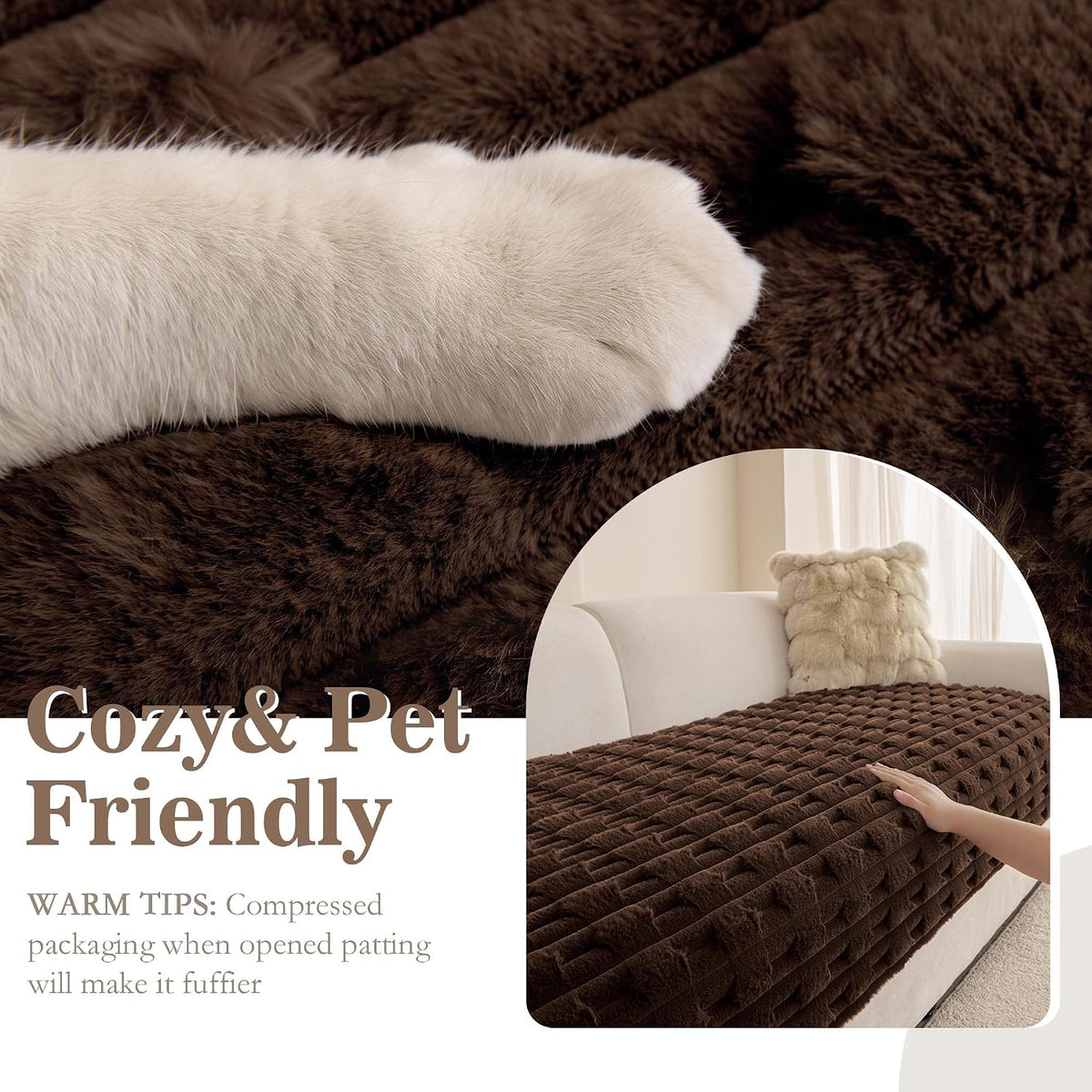 MYSKY HOME Waterproof Couch Covers for Dogs Washable, Chocolate, 35"x71"