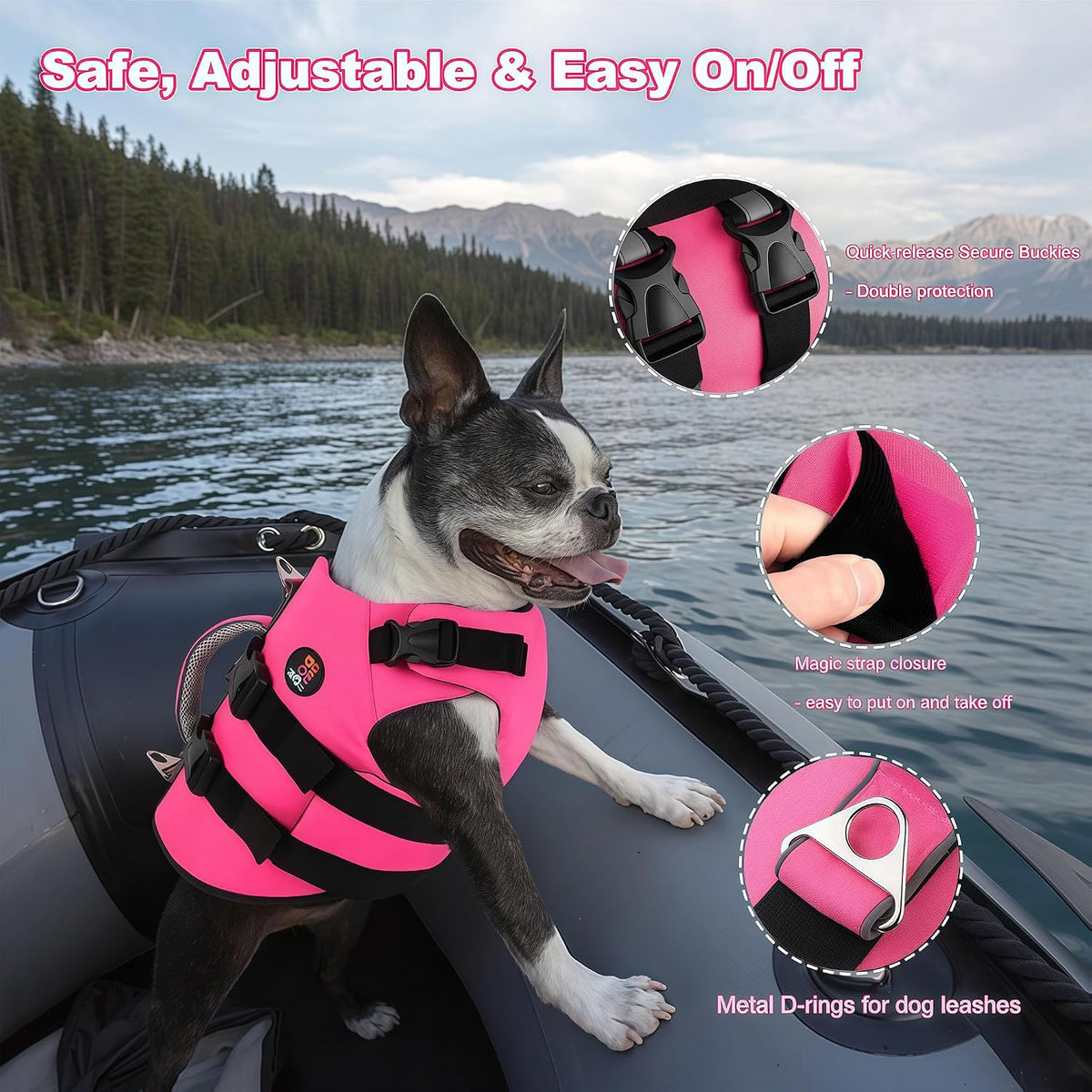Dogcheer Dog Harness Life Jacket, High Buoyancy Neoprene Dog Life Vest for Swimming Boating, Adjustable Puppy Swim Vest 