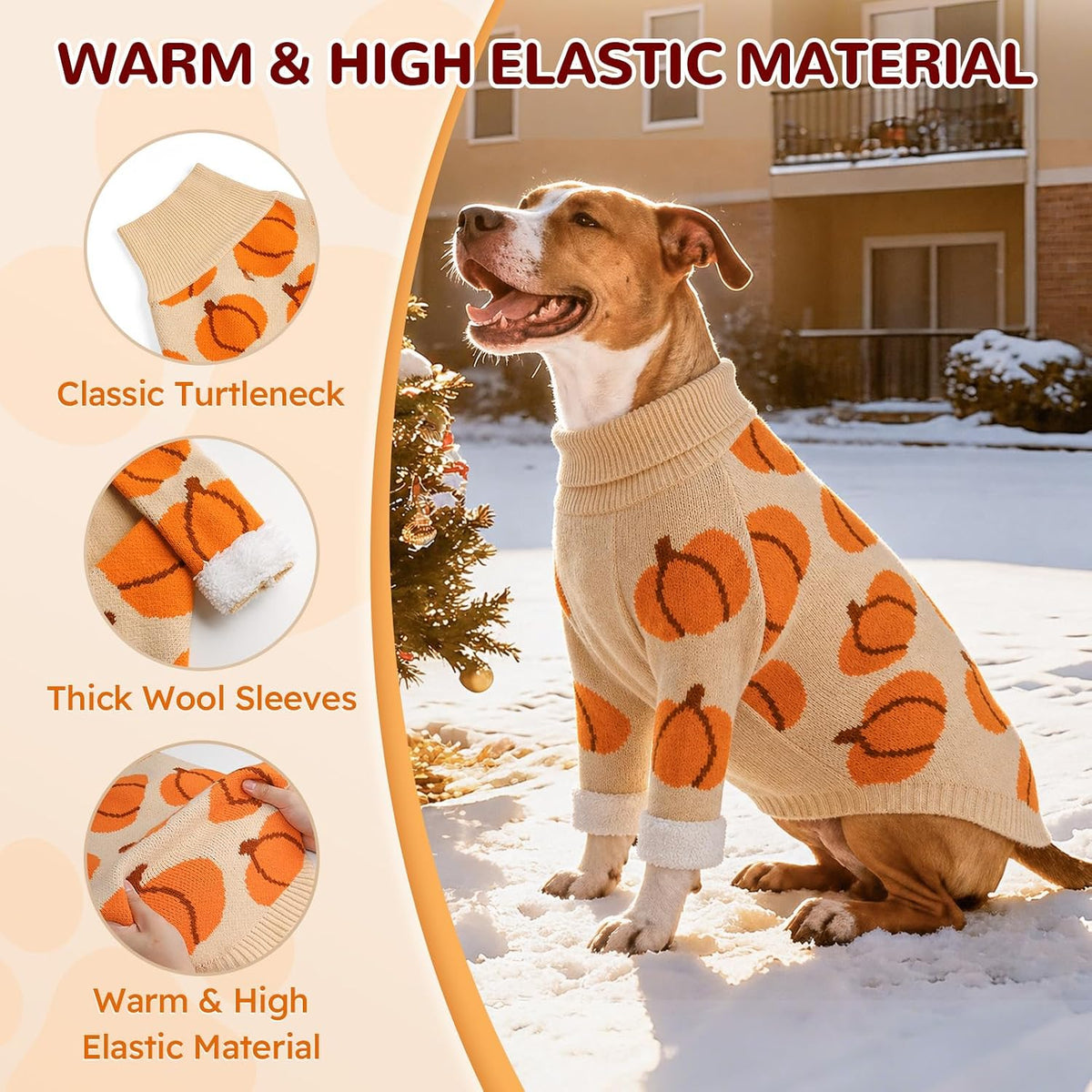 Dog Halloween Costumes Pumpkin Dog Sweater, Fall Sweaters (2XL)