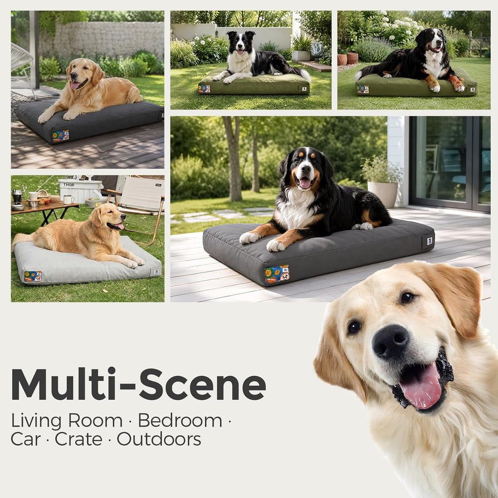 42 Inch Indestructible Dog Bed for Extra Large Dogs, Canvas Durable Outdoor Chew Proof Dog Bed with Waterproof Washable 