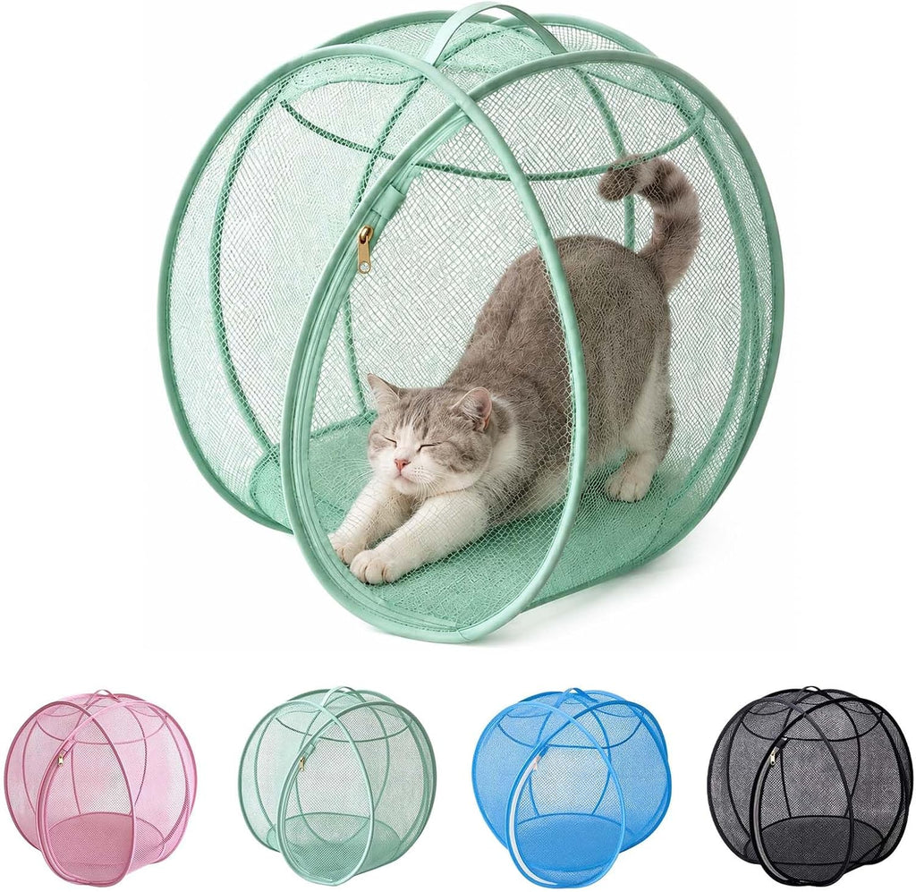 Pop Up Catio Outdoor Cat,Hamster Ball for Cats,360°Panoramic Rolling
