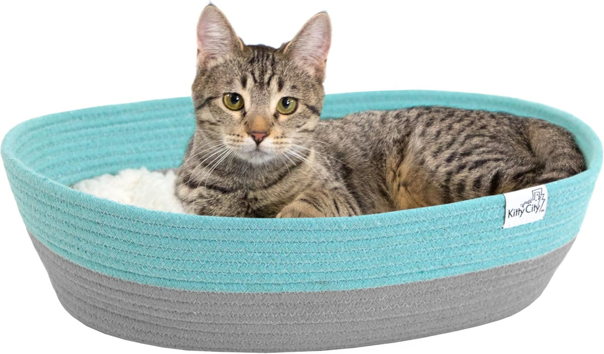 Kitty City Cat Bed, Cotton, 14"W x 19"L x 5"H
