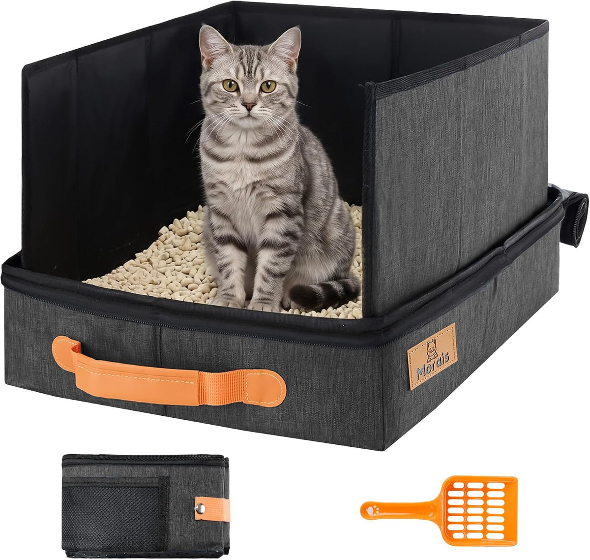 Portable Travel Litter Box for Cats, 17.7"×13.5"×11"