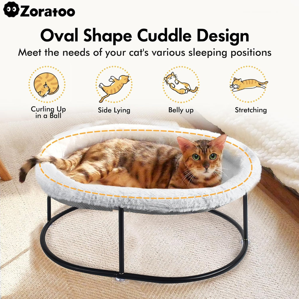 Elevated Cat Hammock, Fluffy Cuddle Cat Bed for Multiple Cats