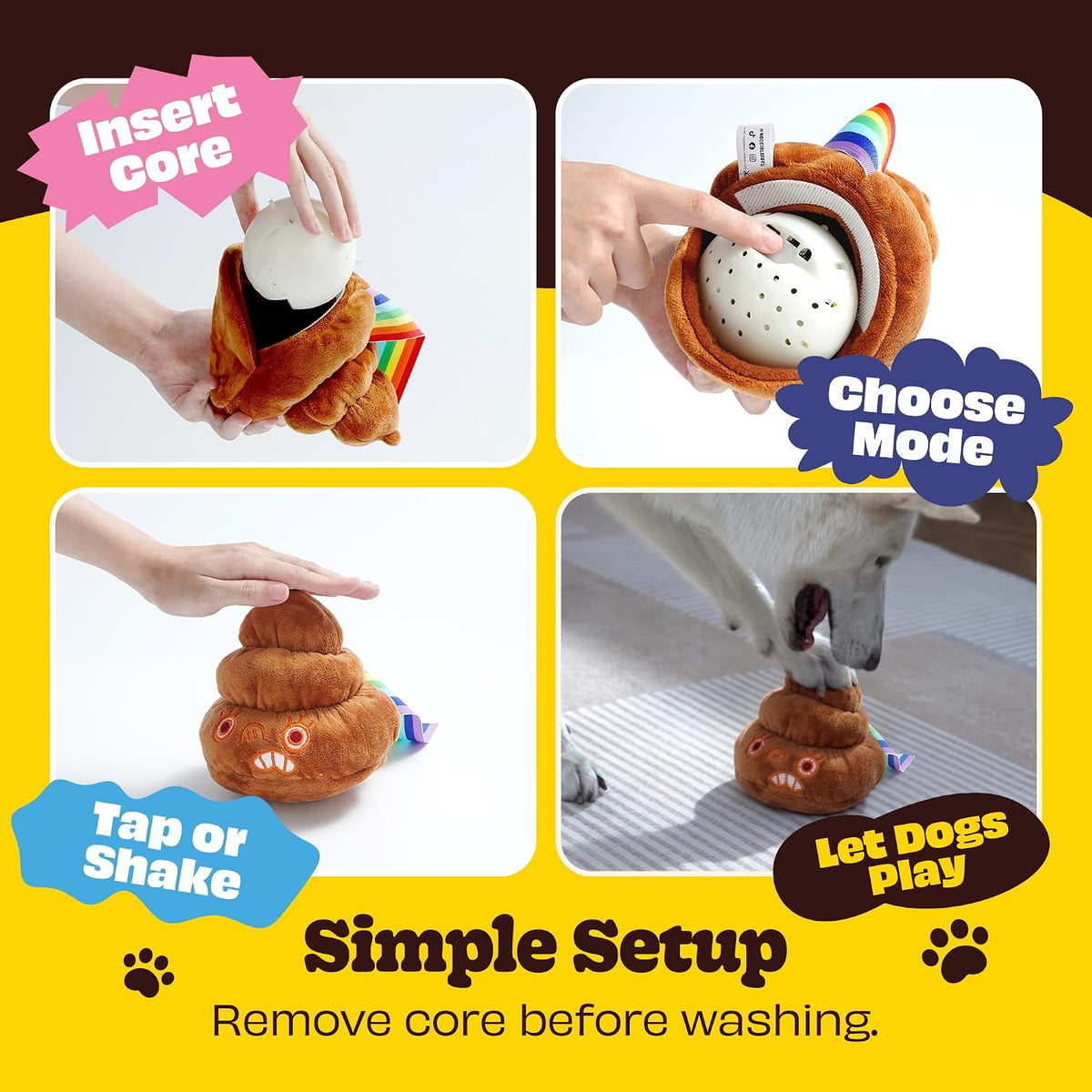 Nocciola Interactive Dog Toy, Silly Sounds Poop Bouncing Ball, Voice Repeat