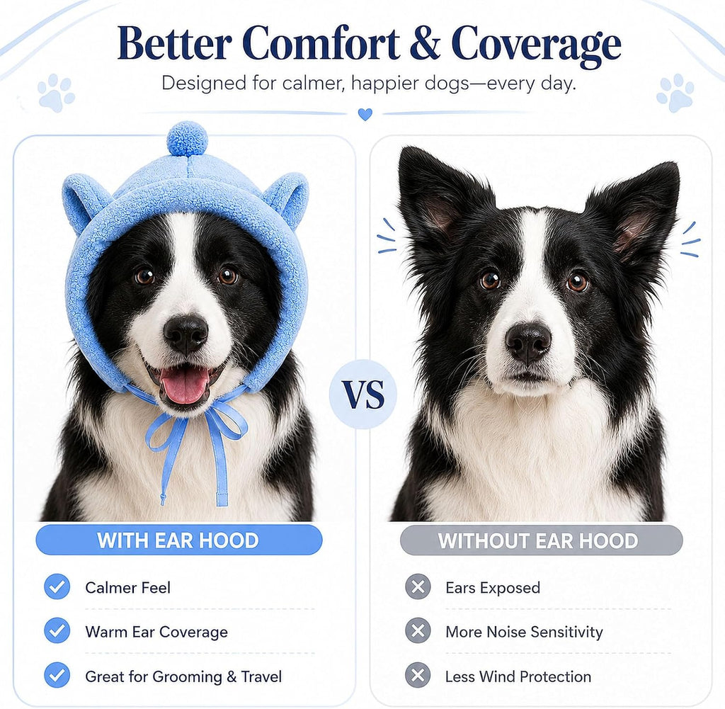 Dog Ear Muffs for Noise,Warm Fleece Hat Winter Cold Weather,S