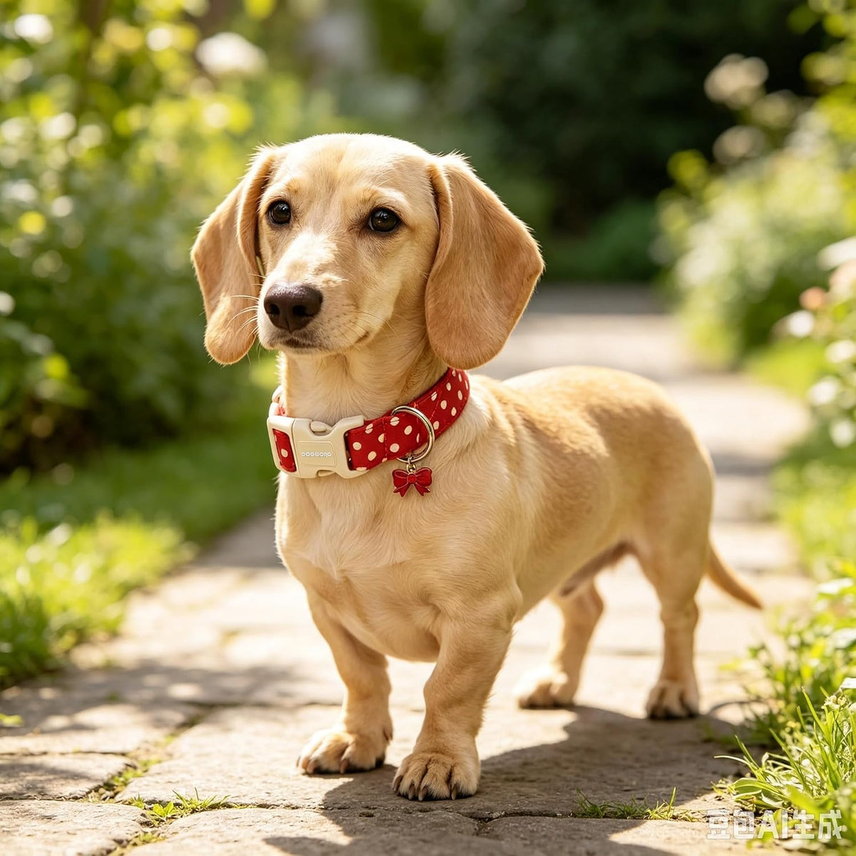 Red White Polka Dot Dog Collar for Small Dogs S