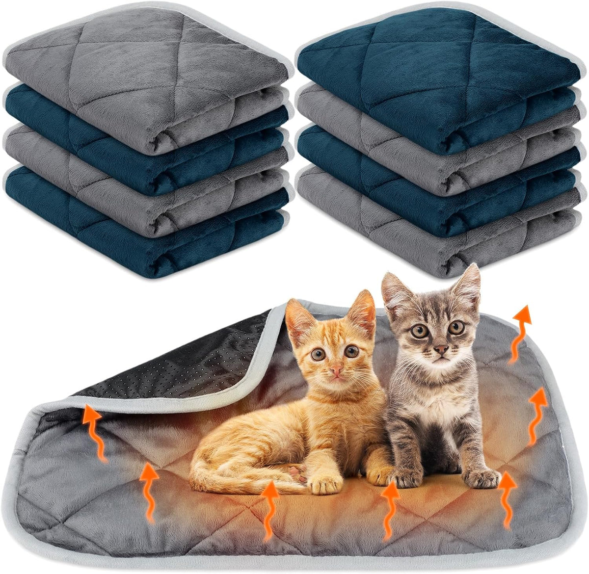 8 Pack Self Heating Cat Mat, Mixing Color, 16 x 20 Inch