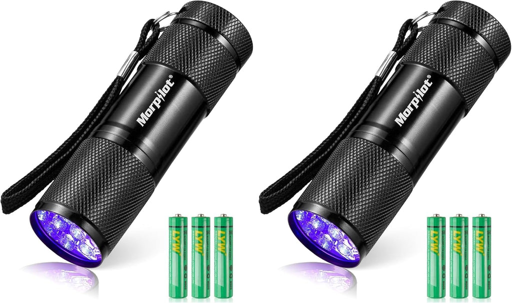 morpilot Mini UV Blacklight Flashlight, 395nm 9 LED Pet Urine Detector