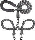 Double Dog Leash, 360° Swivel, No Tangle, Large, 25-150 lbs, Black