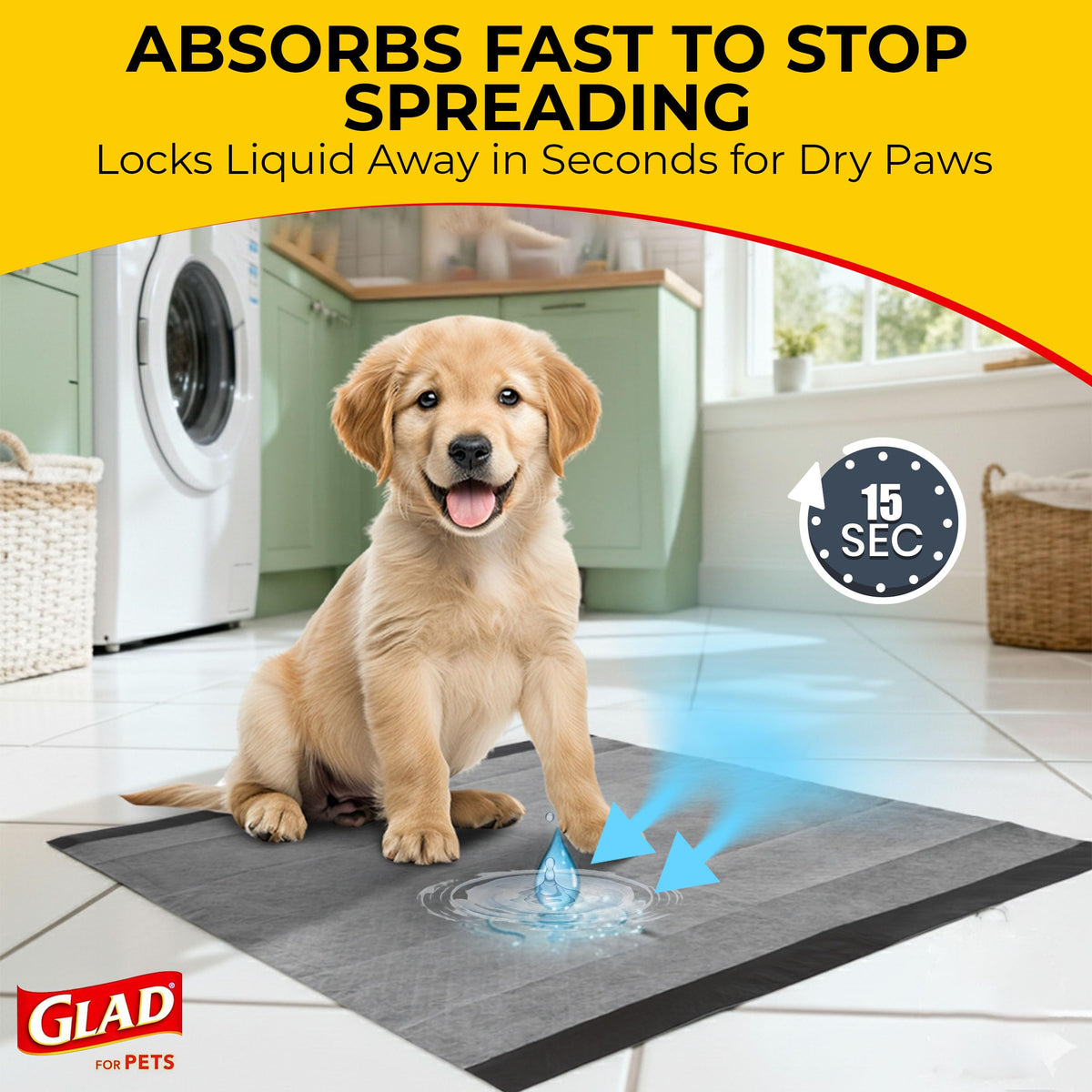 Glad for Pets, Puppy Pads - Activated Carbon, Dog Pee Pads, 100 Count