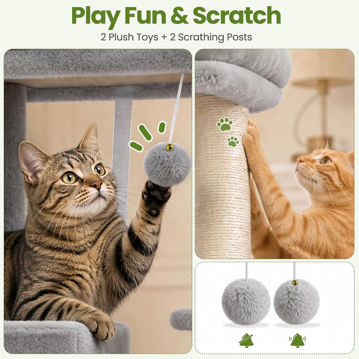 Small Cat Tree Tower for Indoor Cats, 40 in Multi-Level Cat Scratching Post