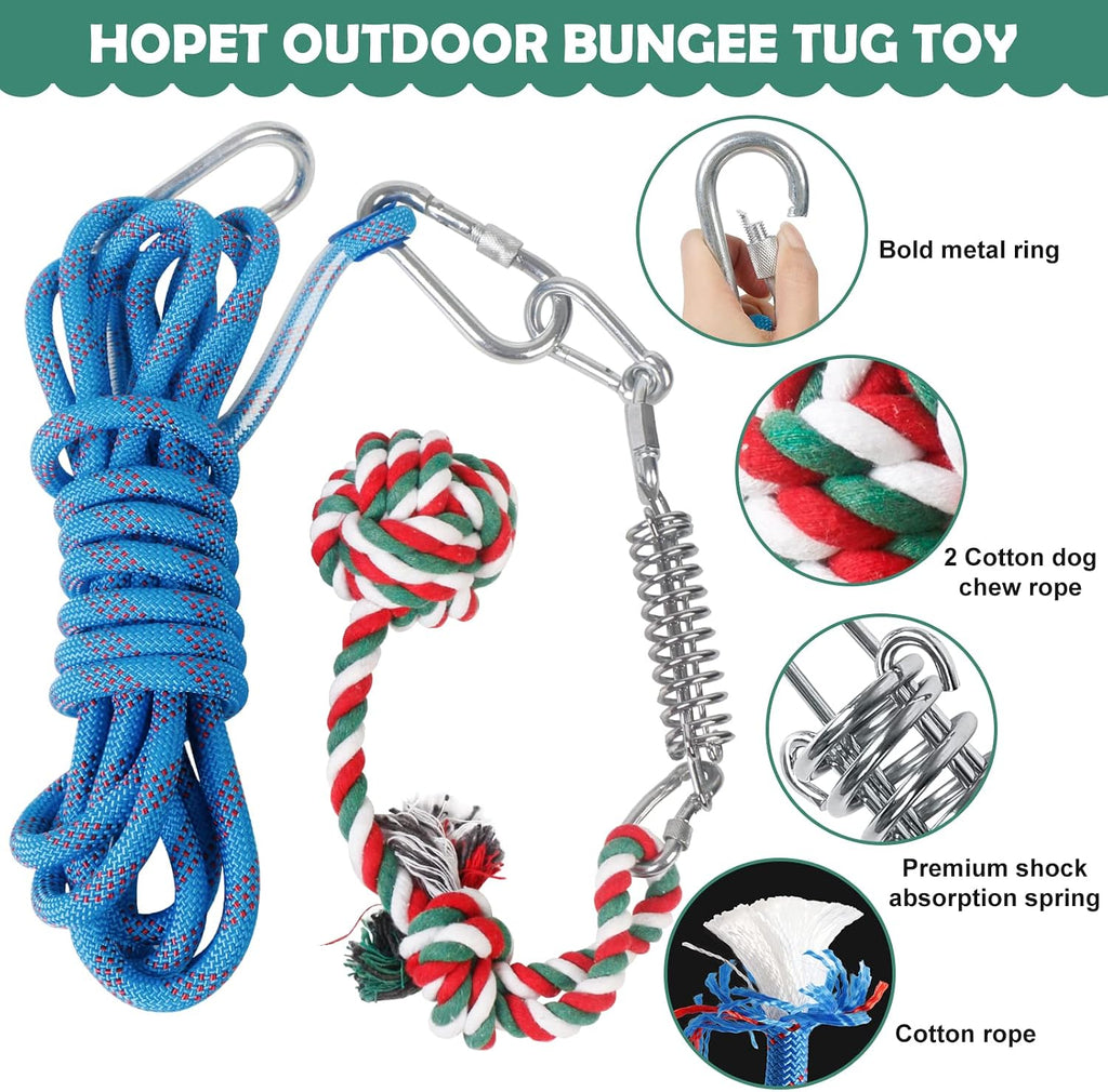 HOPET Dog Outdoor Bungee Hanging Toy, Tether Tug of War Toys for Medium to Large Dog to Exercise, Durable Interactive Tu