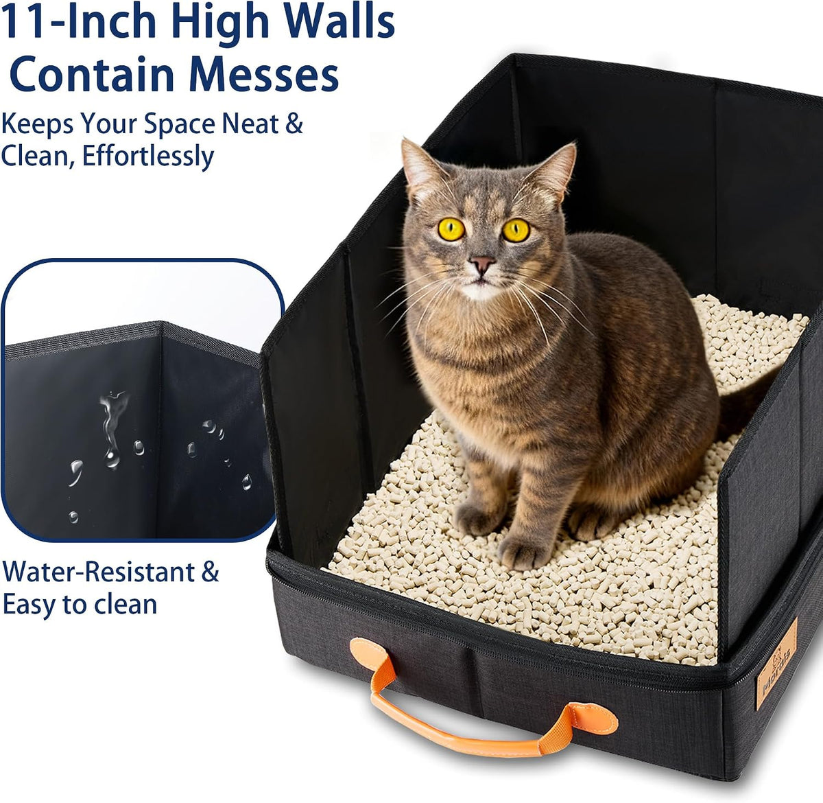 Portable Travel Litter Box for Cats, 17.7"×13.5"×11"
