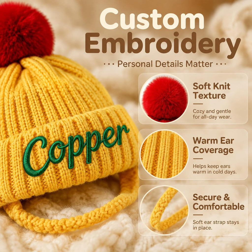 Personalized dog hats Custom Name Embroidered Knit Winter Hat Pet