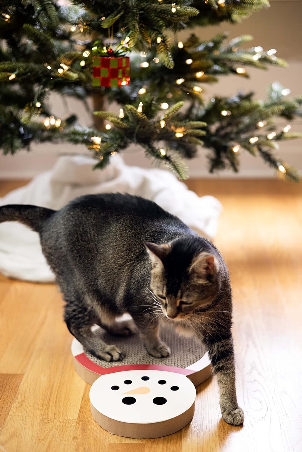 Pearhead Snowman Cat Scratching Pad, Reversible Christmas Cat Scratcher