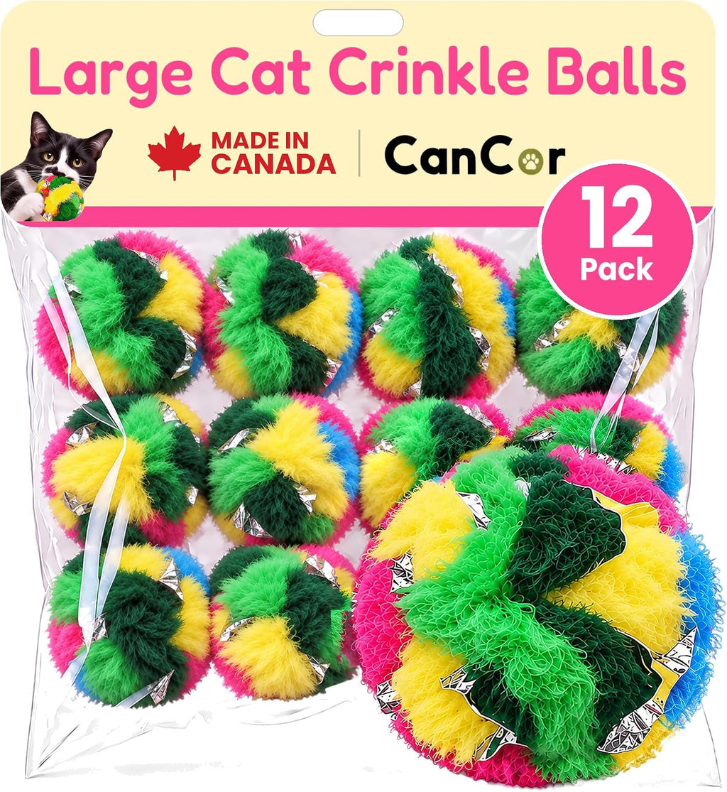 Crinkle Balls for Cats, Original 1.5 Inch, 4 Pack, Crinkle Cat Toy, CanCor
