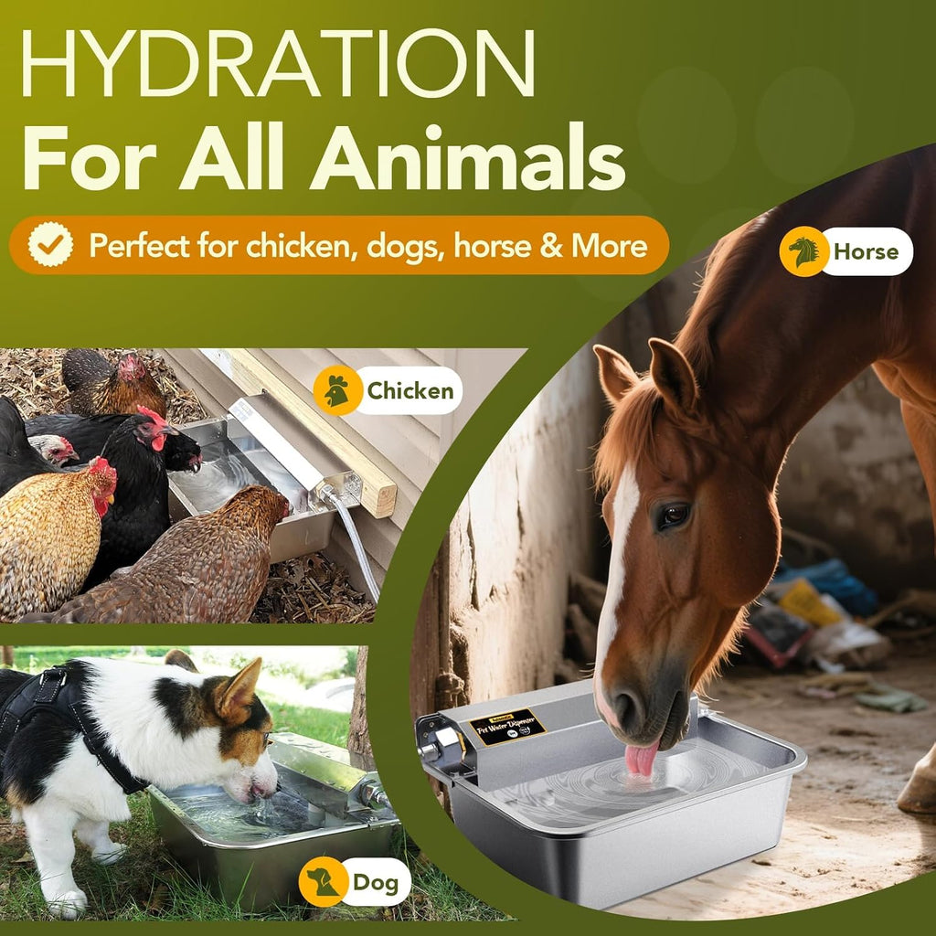 Automatic Water Dispenser for Dogs 2 Gallons, 304 Stainless Steel Dog Water Bowl Dispenser for Farm Chicken Pets Indoor&