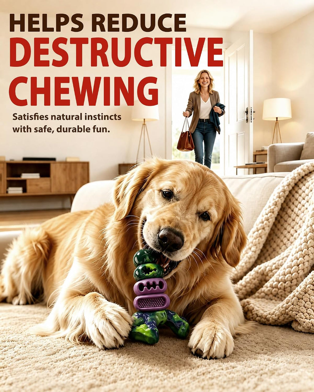 Dog Toys for Aggressive Chewers, Indestructible Dog Chew Toy Beef Flavor