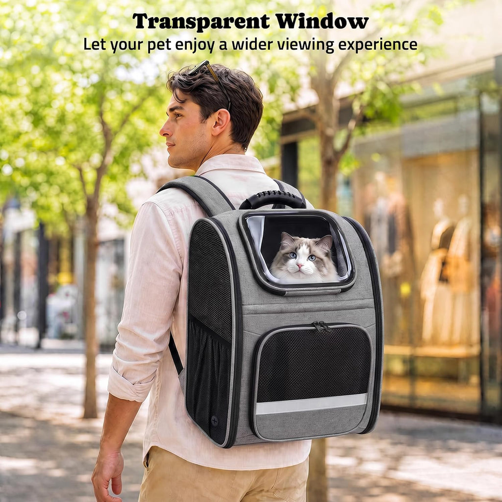 Rolling Cat Carrier Backpack with Wheels for Cats Small Dogs, Gray
