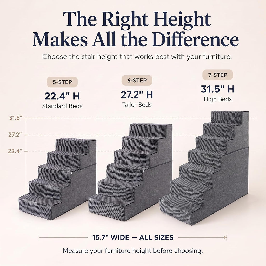 28" H Dog Stairs for Small and Medium Dogs 6-Step Ramps for High Beds and Couch Non-Slip Extra Wide Pet Stairs for Old D
