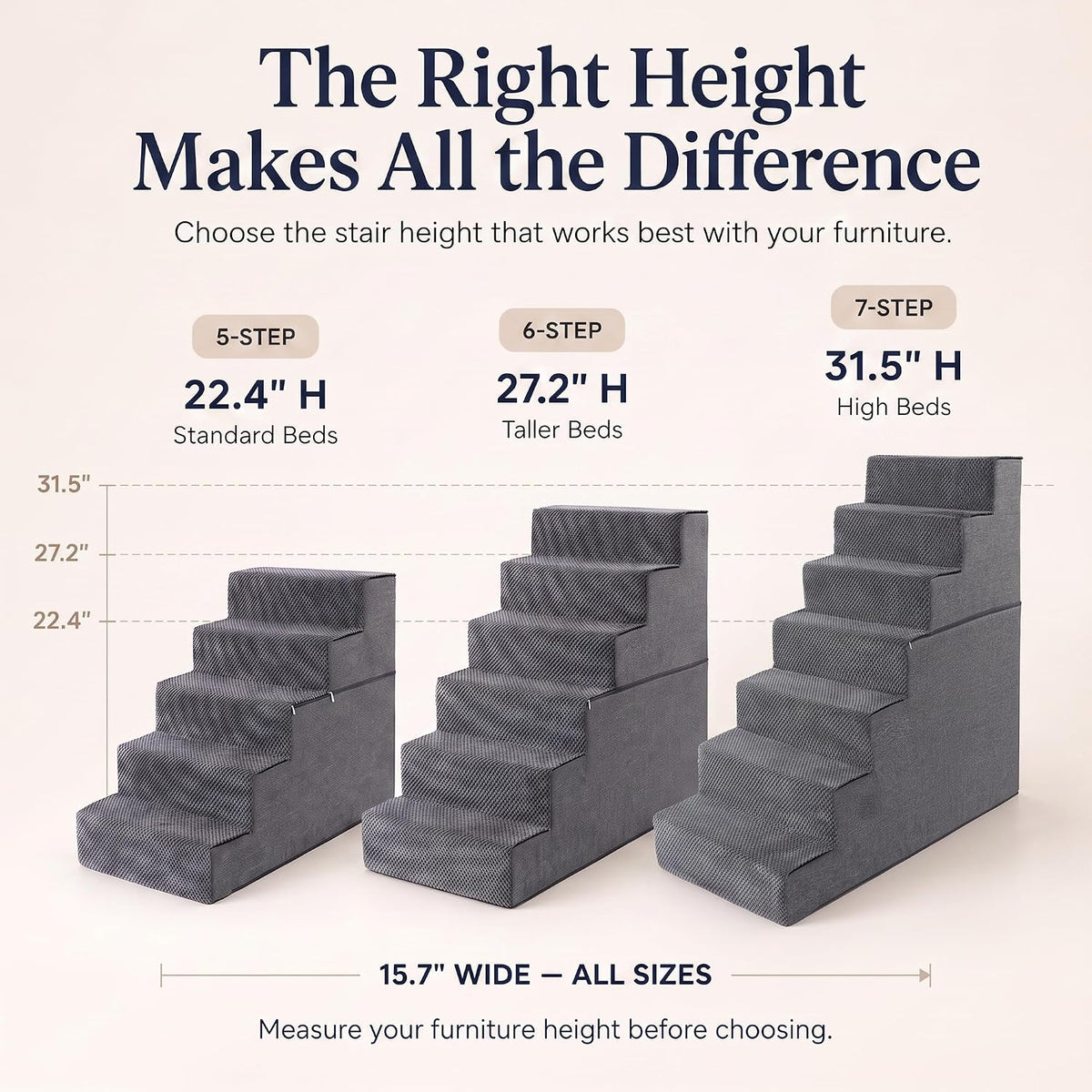 28" H Dog Stairs for Small and Medium Dogs 6-Step Ramps for High Beds and Couch Non-Slip Extra Wide Pet Stairs for Old D