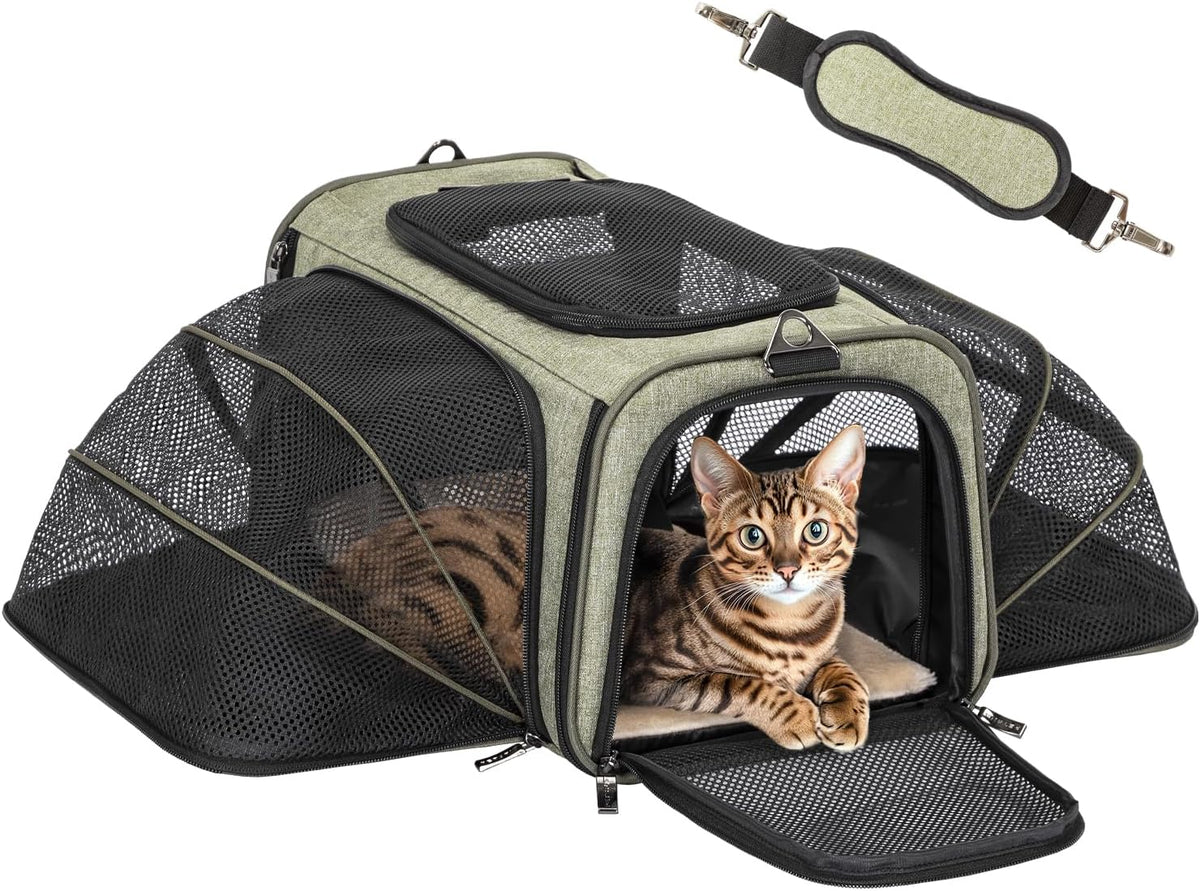 Petsfit Medium Double Expandable Cat Carrier for Cats and Small Dogs