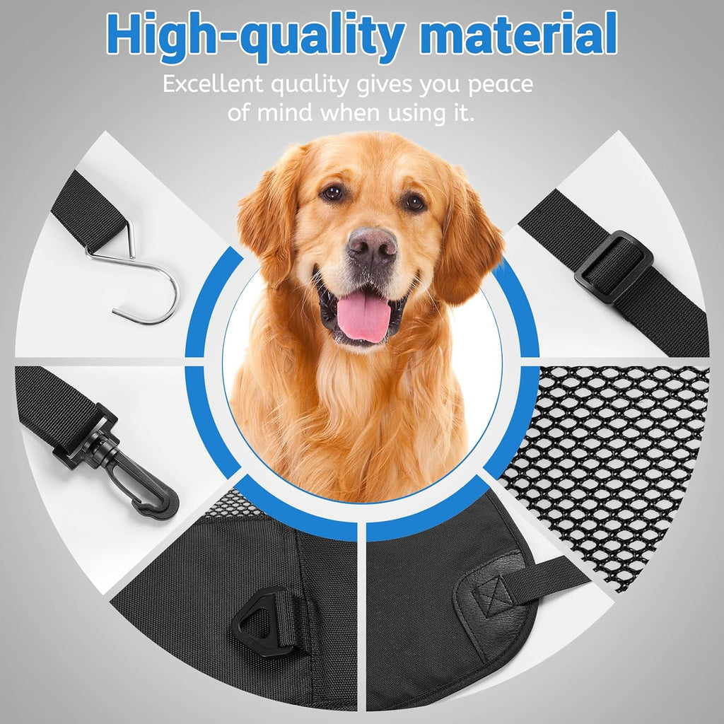 Dog Car Barrier for Back Seat, Padded Nylon Net, 2 Mesh Windows