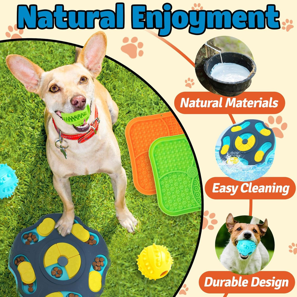 Forfon 9 Pack Dog Enrichment Toy Set with Puzzle Toy & Lick Mats