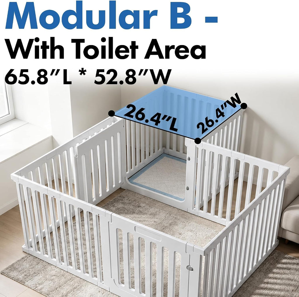 25.6" H Puppy Play Pen for Indoors, 18 Panels, White