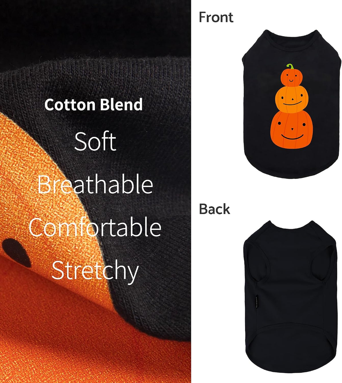 Fitwarm Thanksgiving Triple Pumpkins Dog Shirt, Fall Dog Clothes for Small Dogs Boy Girl, Funny Doggy Tshirt, Pet Outfit