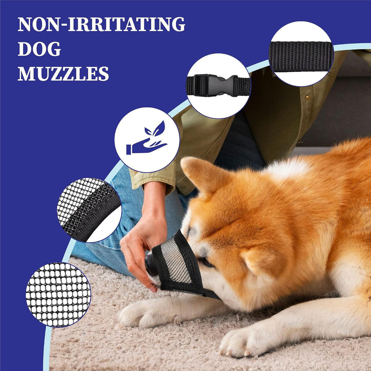 Dog Muzzle for Large Dogs - Air Mesh Muzzle for Large Sized Dog | Adjustable No Bark Dogs Muzzles for Scavenging Licking