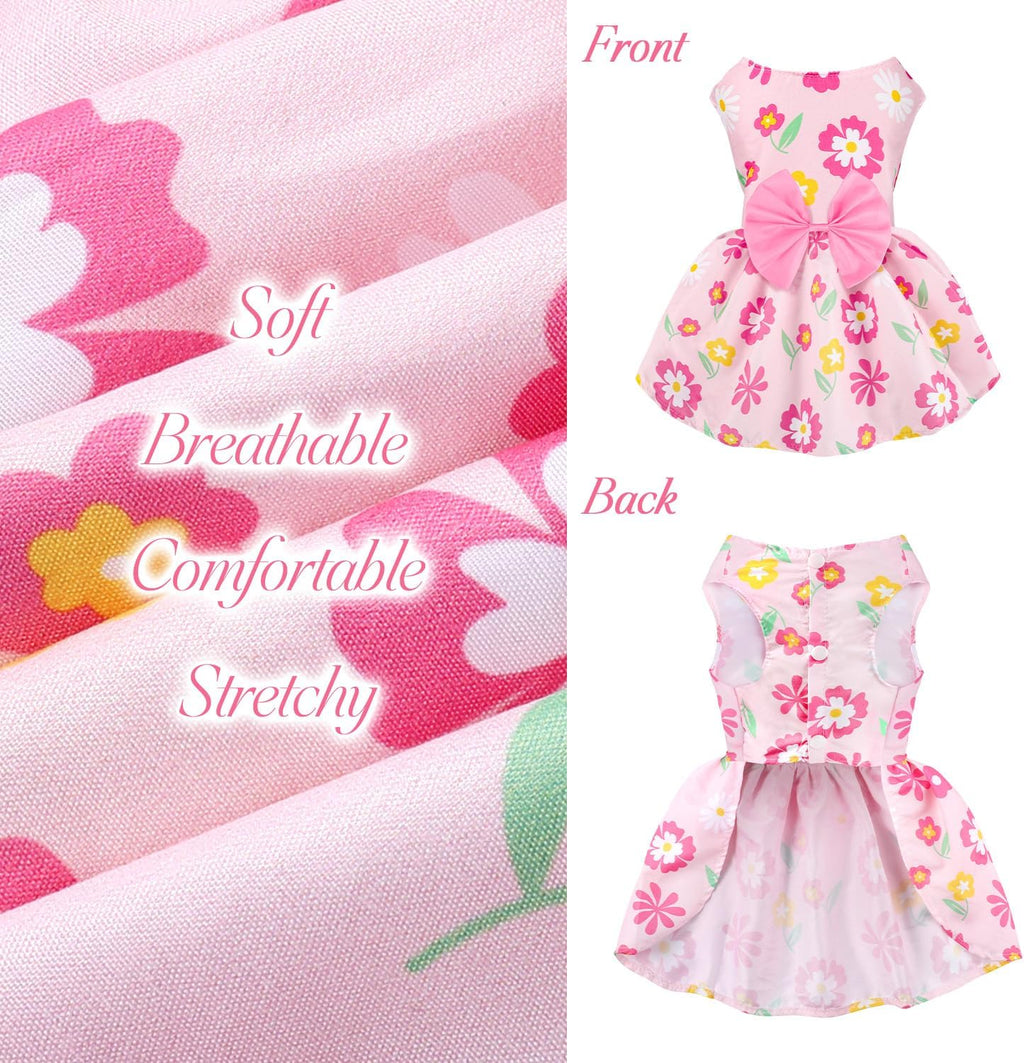 5 Pack Girl Dog Clothes Floral Summer Puppy Princess Bowknot Dog Dresses for Small Dogs Girl Clothes Cute Outfits for Bo