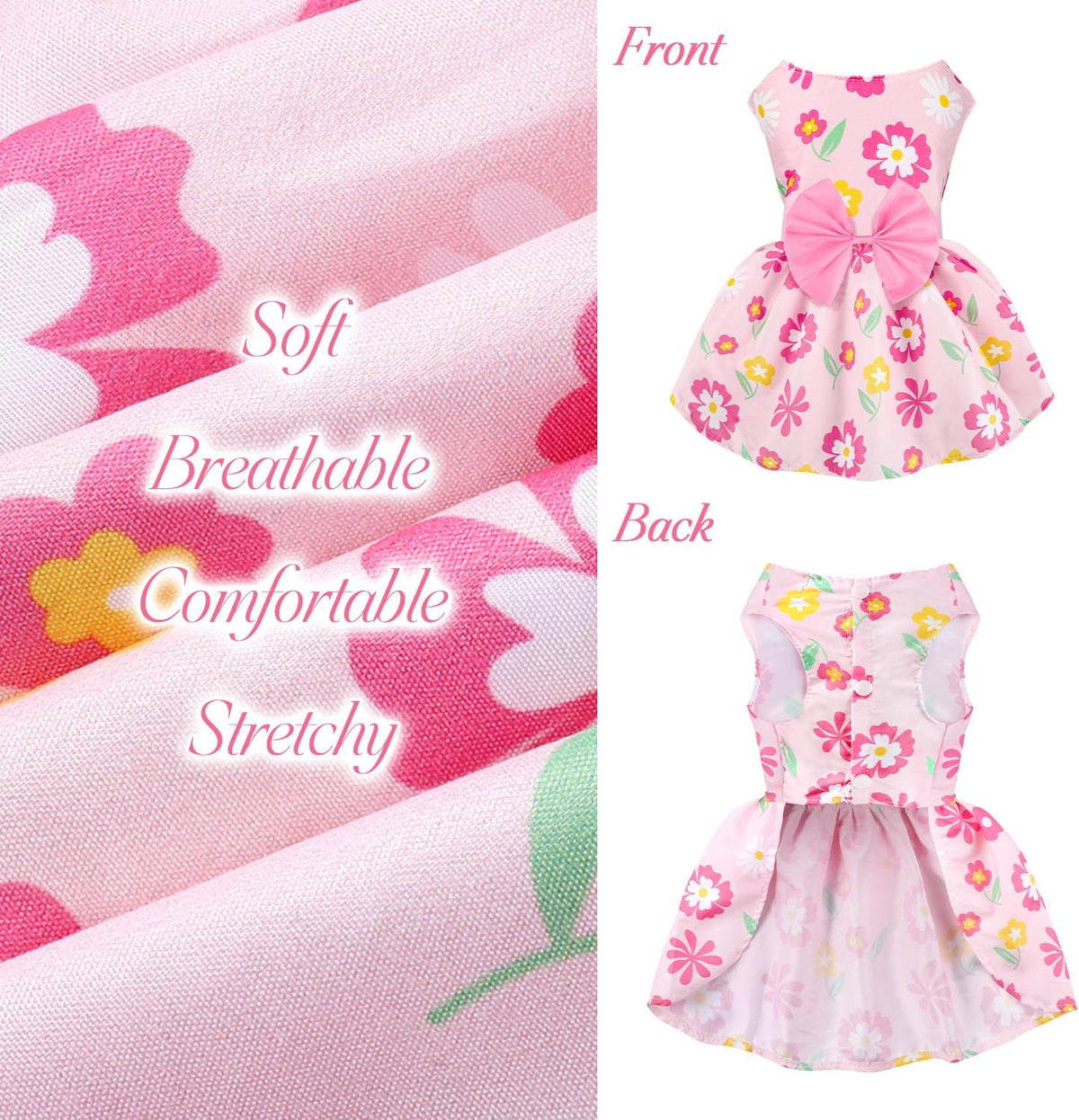 5 Pack Girl Dog Clothes Floral Summer Puppy Princess Bowknot Dog Dresses for Small Dogs Girl Clothes Cute Outfits for Bo
