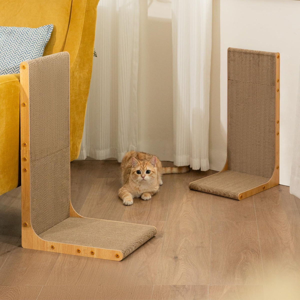 Conlun Cardboard Cat Scratcher, 23" L-Shaped Scratch Pad