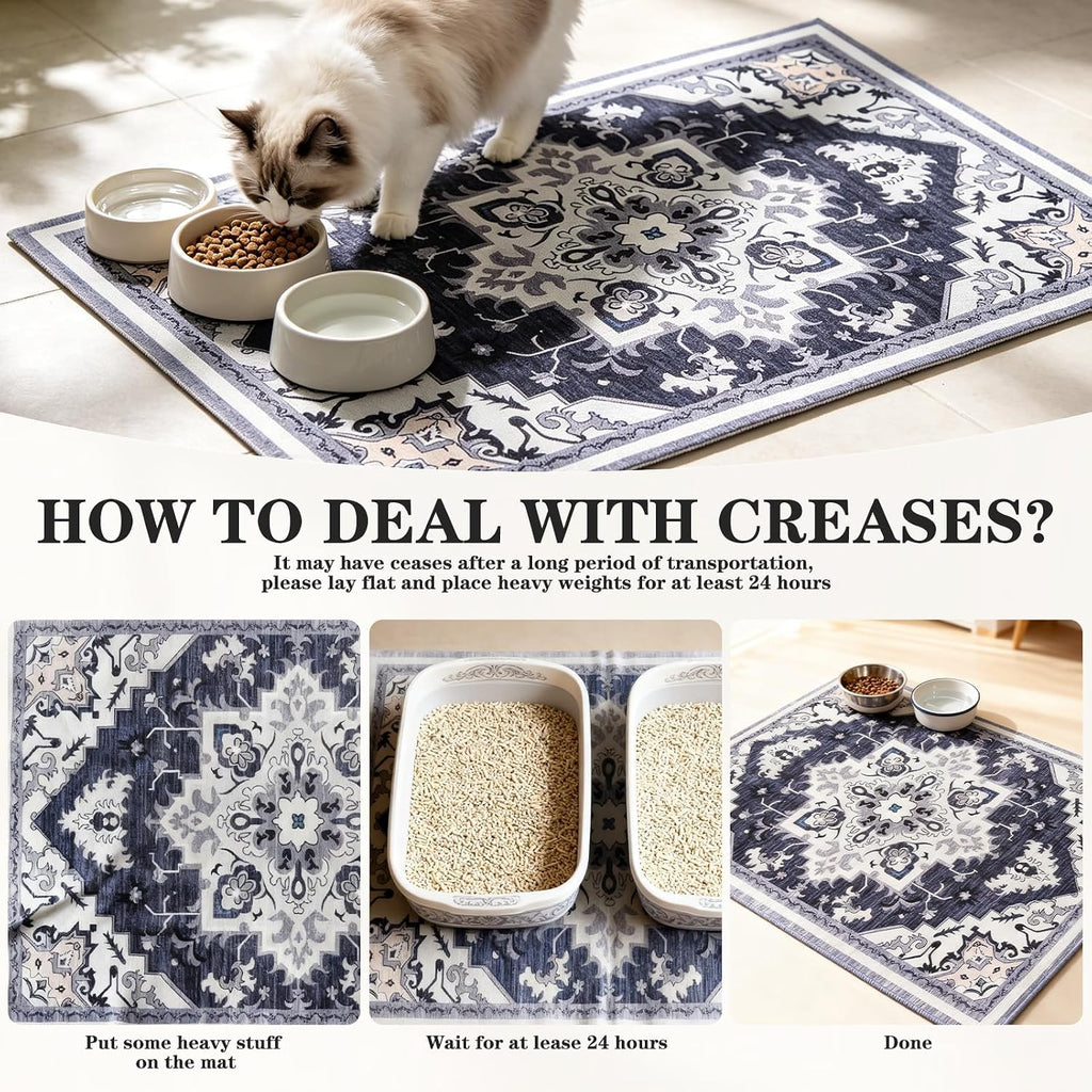 Cat Litter Mat Non-Slip Urine Waterproof Litter Trapping Mat Pad
