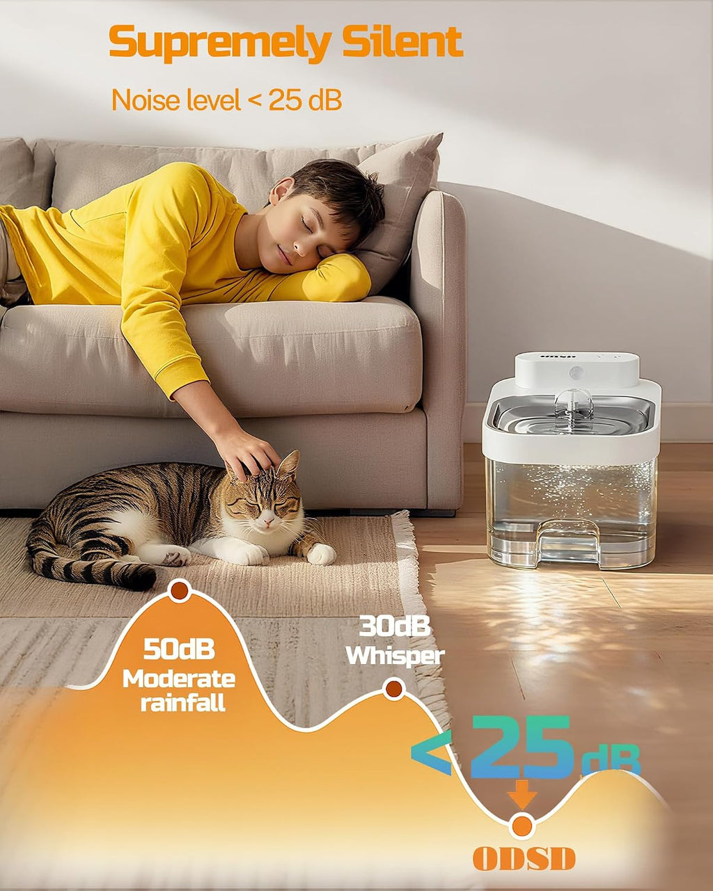 Filterless Cat Water Fountain - App Monitoring Pet Water Dispenser