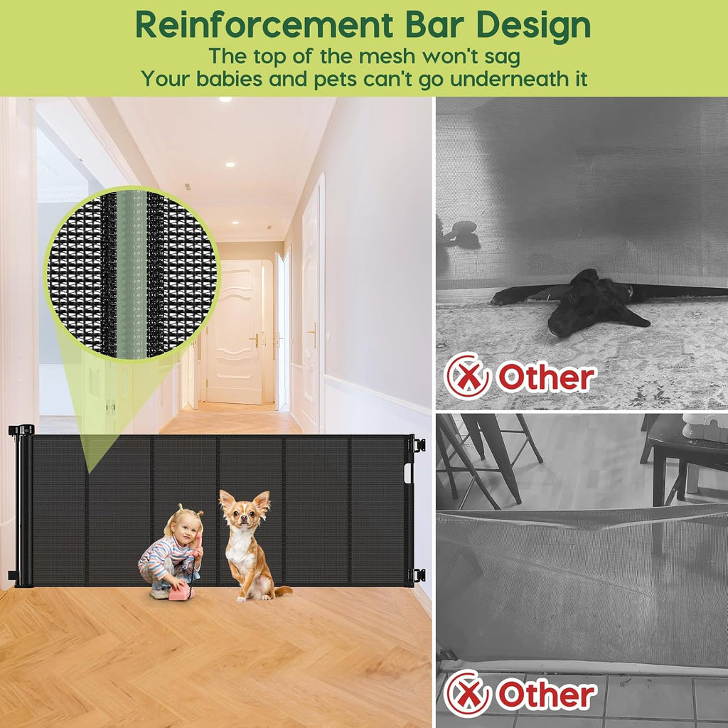 Reinforced 80 Inch Retractable Baby Gate Extra Wide Baby Gate for Wide Openings, Indoor/Outdoor Retractable Dog Gate for