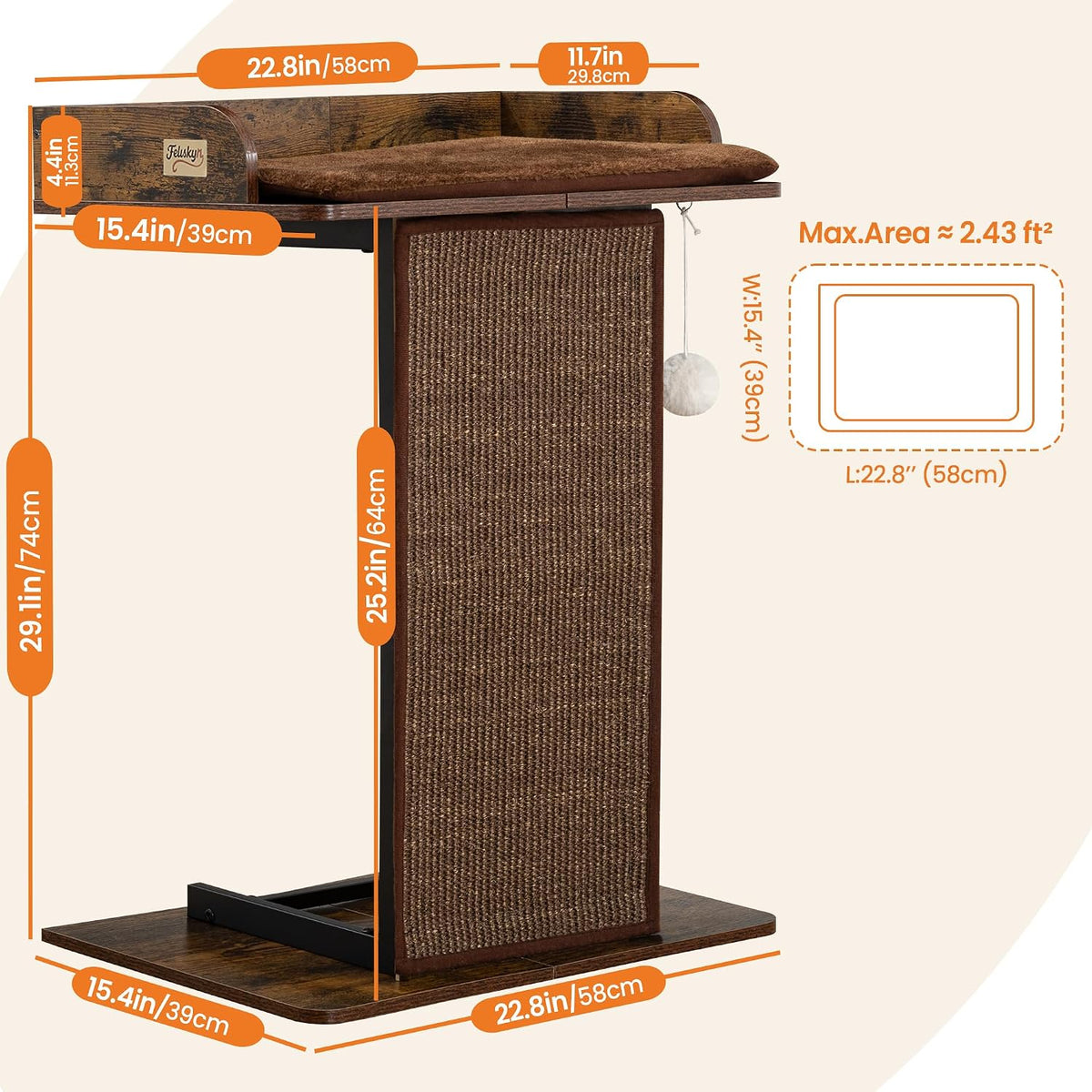 Modern Wood Cat Tree Tower for Indoor Large Adult Cats with Big Perch Bed