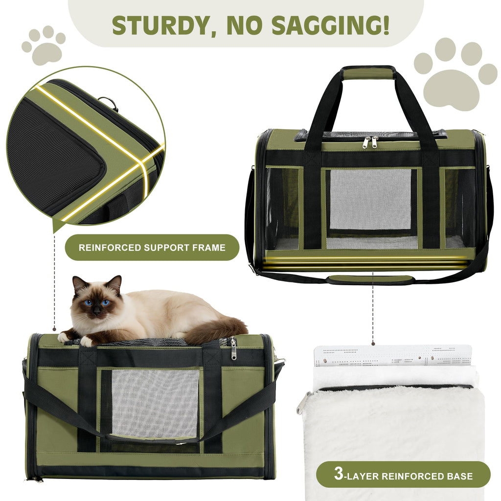 Extra-Large Cat Carrier, Soft-Sided Collapsible Pet Carrier up to 22 lbs
