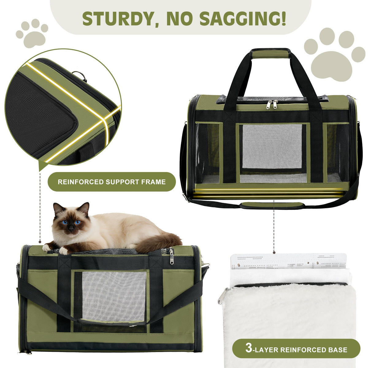 Extra-Large Cat Carrier, Soft-Sided Collapsible Pet Carrier up to 22 lbs