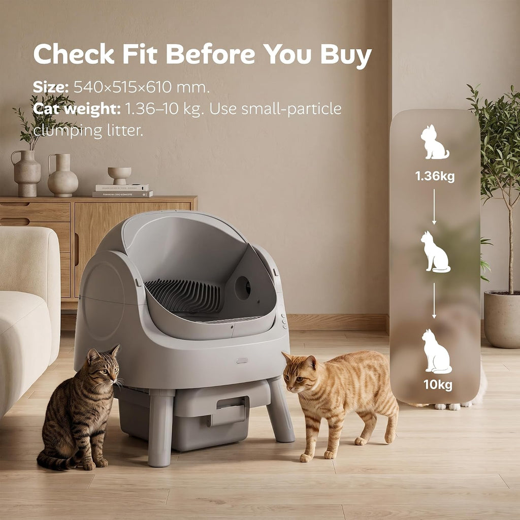 Mimfam Automatic Self Cleaning Litter Box, with 4 Pairs Infrared Senor, Open-Top Design for Multi-Cat Homes, Comes with 