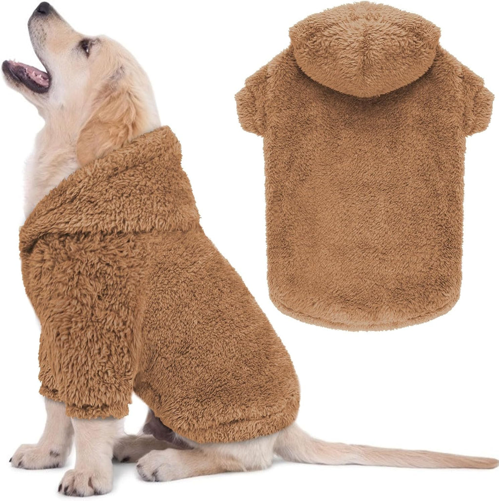 Fuzzy Dog Sweaters - Soft Double-Sided Plush Fleece Dog Hoodie - Pink-M